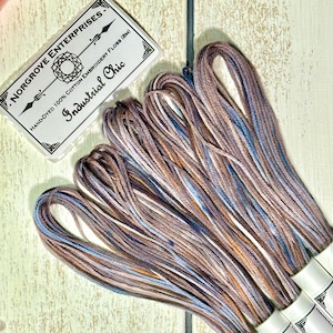 Stickgarn Handgefärbtes Stickgarn in Kupfer und Warm Grau