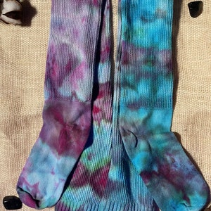 Oceanic Orchid Cotton Thigh High Socks Hand Tie Dyed Design in Purple ...