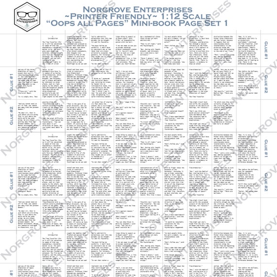 Oops All Pages Printable Miniature Book-pages Set 1:12 Scale