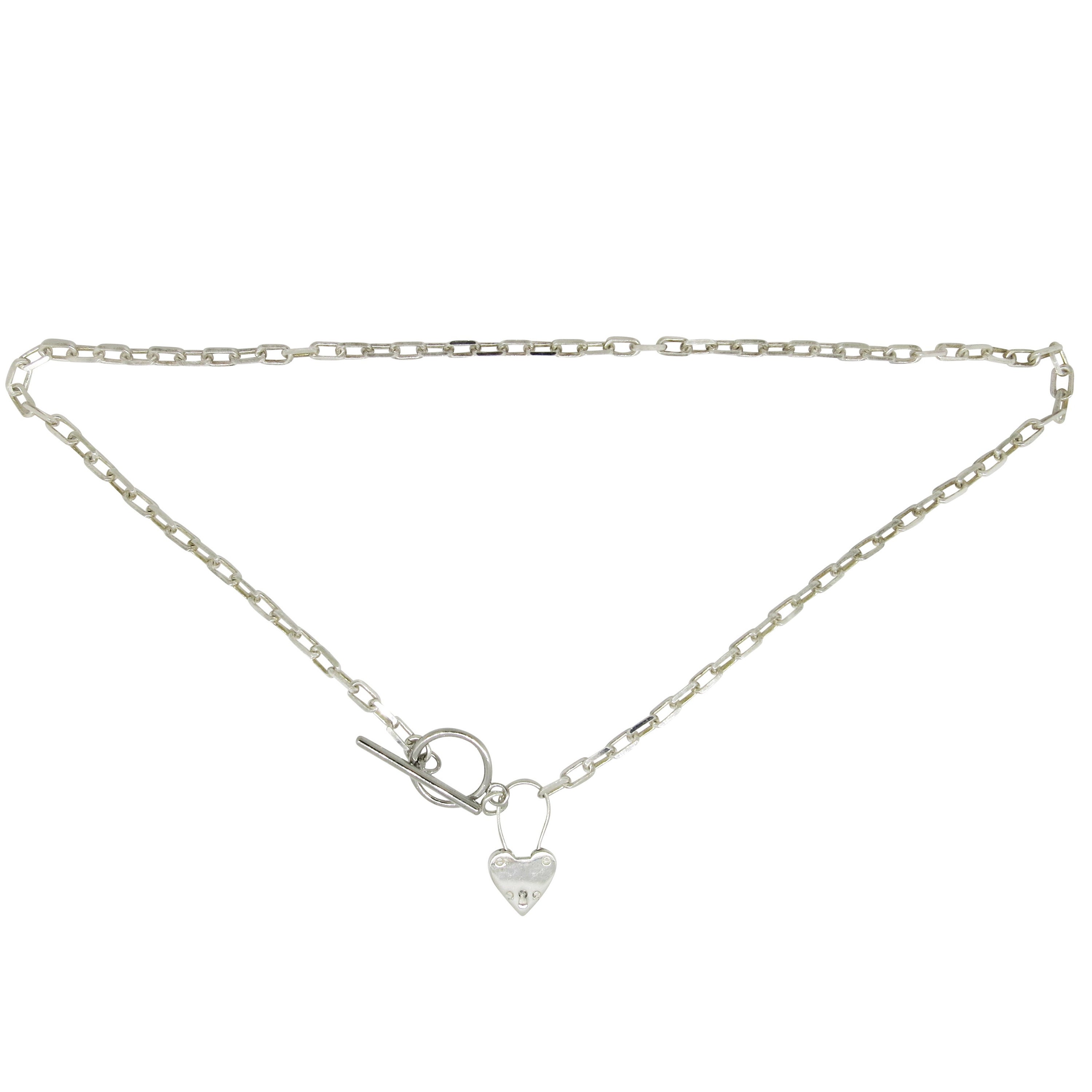 Heart Fob Padlock Necklace Silver | Etsy