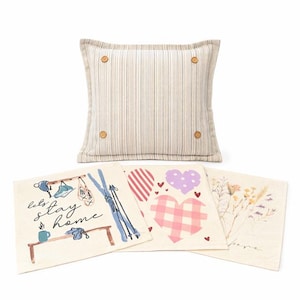 Interchangeable, Holiday, Seasonal, Pillow Panels, Mother's Day/Teacher Appreciation Gift, TICKING STRIPE SEASONAL set