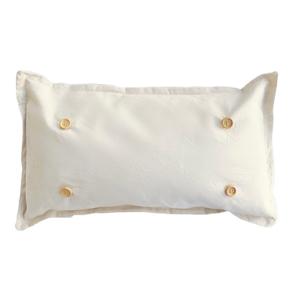Natural Boho Cream Pillow Only (With Insert): Neutral Decor Off-White Gift