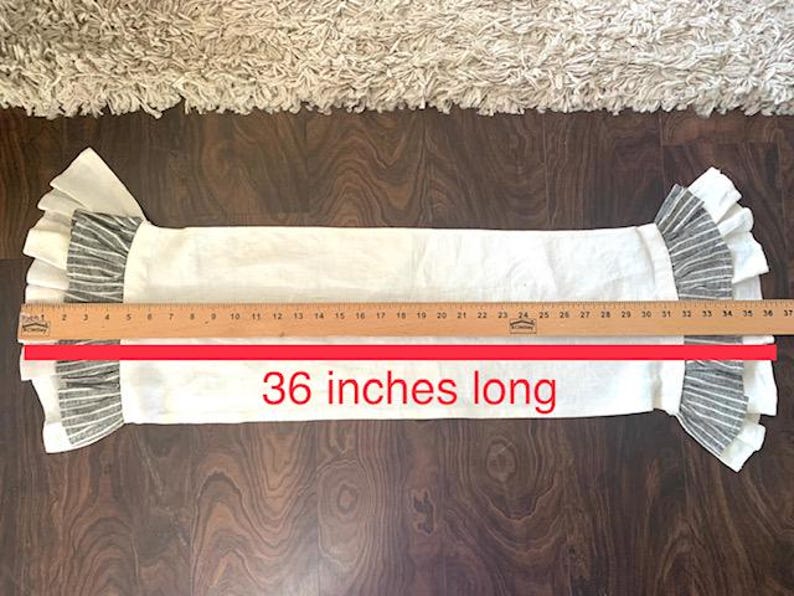 Matching Table Runner ONLY, Table Setting Decor, Layered Charcoal and White STRIPPED RUNNER image 7