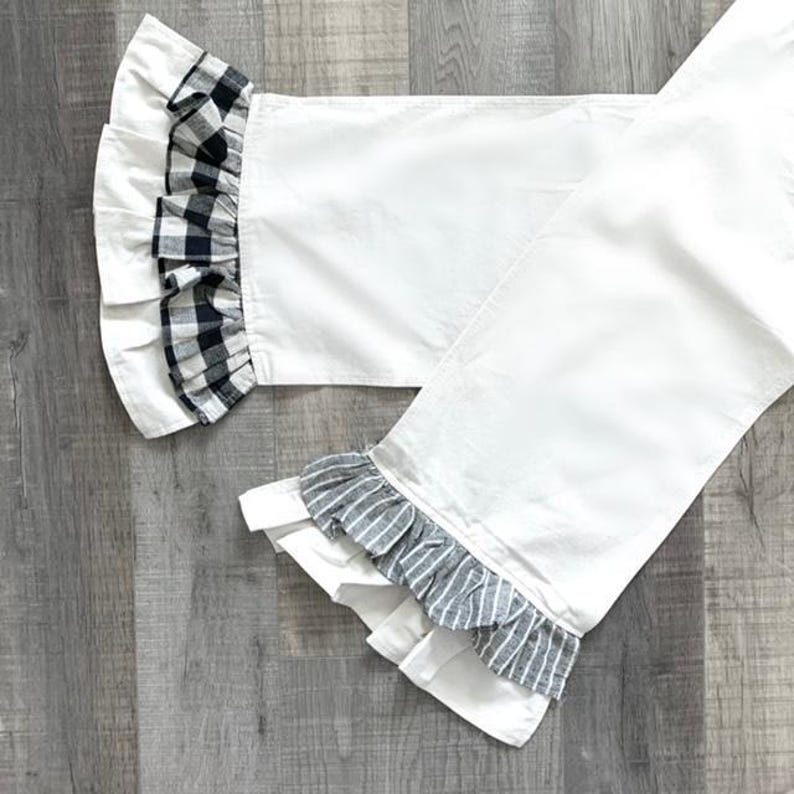 Matching Table Runner ONLY, Table Setting Decor, Layered Charcoal and White STRIPPED RUNNER image 10