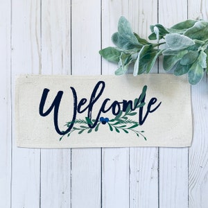 Neutral Panel: Welcome Pillow Cover Between Holidays Everyday Decor Porch Entryway Bench