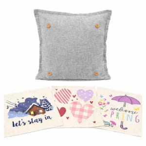 Interchangeable holiday pillow panels, Seasonal custom Mother's Day/Teacher Appreciation Gifts, Easy organized décor, CHARCOAL SEASONAL SET