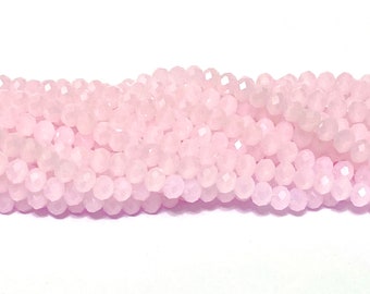 Chinese Crystal Tiny Rondelles Beads Transparent Rosaline Pale Peachy Pink AB Finish 3x4mm
