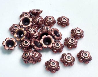 8mm Bright Copper Alloy Bead Caps (25)