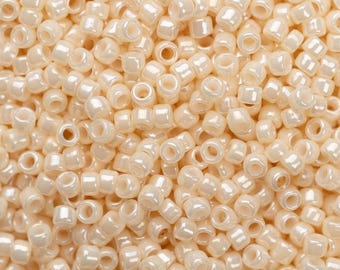 20 grams T123 Cream Opaque Luster size 8/0 Toho Japanese Round Seed Beads