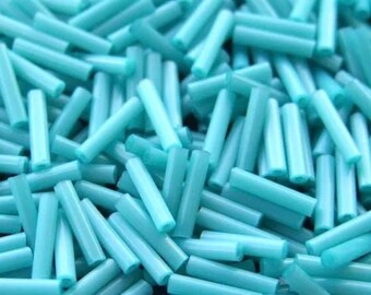 10g, T55, 6mm Bugle- Opaque Turquoise. Toho Japanese Beads