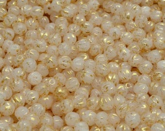 4mm Round Melon Beads Gold Wash Cream (50)