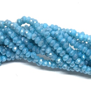 Tiny Aqua AB Electroplate Rondelles approx. 2.5mm x 1.5mm 160-165 per strand 14-15” Faceted Abacus Rondella