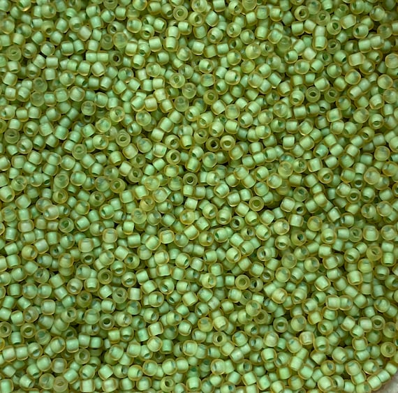 20 grams T946FM Green Lined Citrine Matte Toho Japanese Round Seed Beads 11/0  Craft supplies