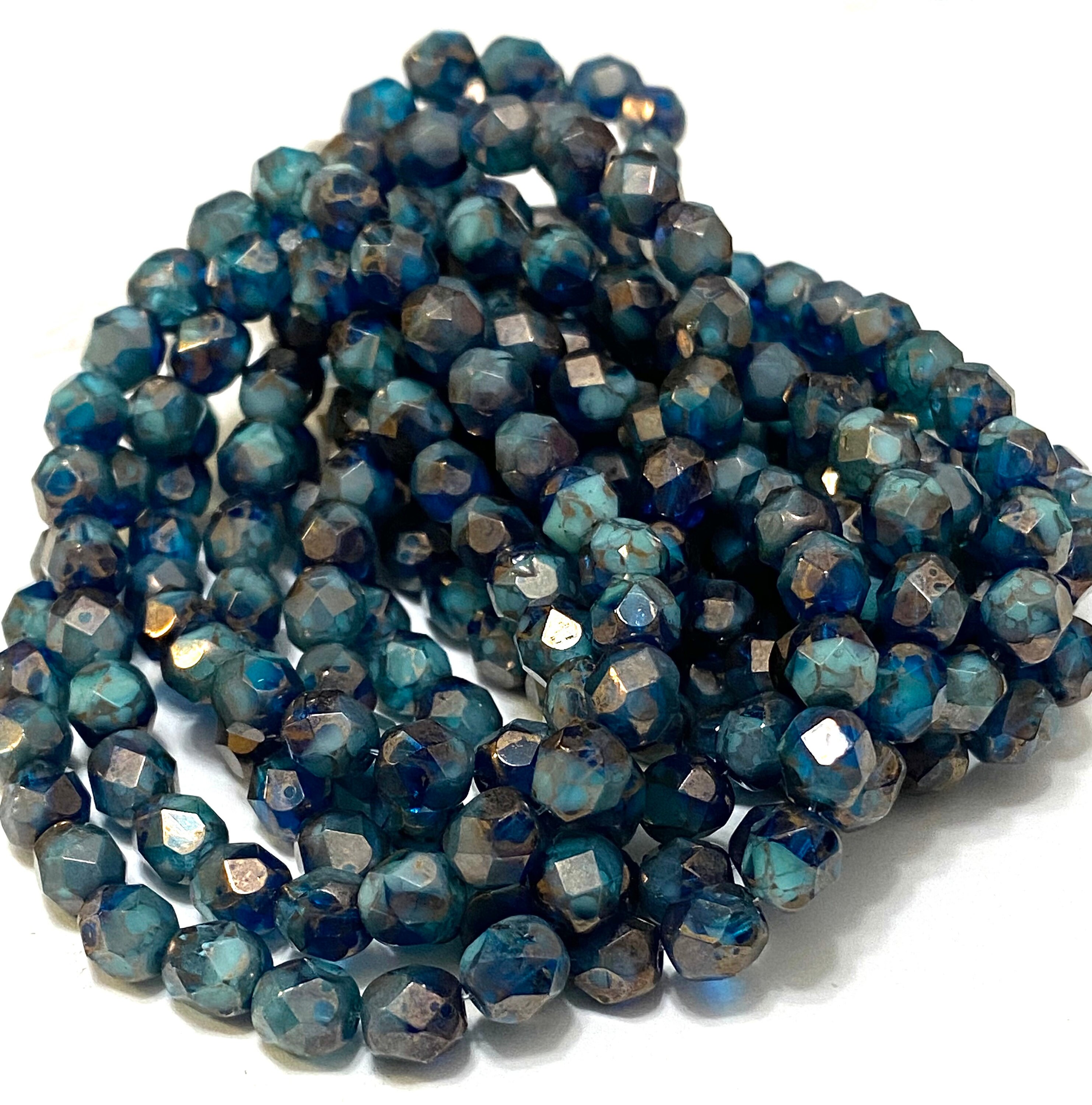 6mm Fire Polish Beads 25 Pacific Blue Blend | Etsy