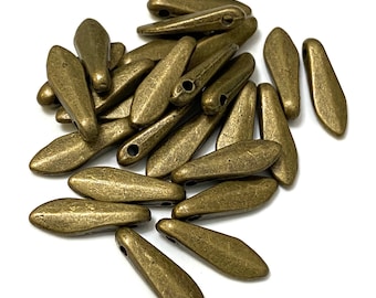 16x5mm Dagger Beads 25pieces Matte Antique Bronze Alloy Tibetan Style