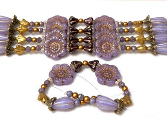 NEW! Imagination Inspiration Collections - Czech Glass Bead Strands. Lavender Wild Rose Mix
