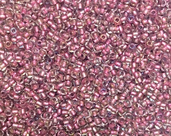 20 grams T267 Crystal Rose Gold Lined size 11/0 Toho round seed beads  Craft supplies