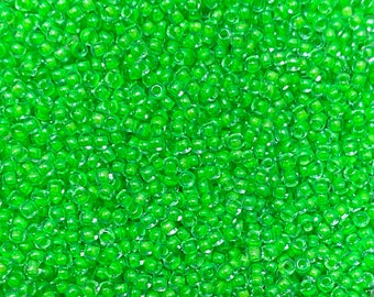 20 grams T805 Toho Luminous Neon Green size 11/0 Toho Japanese Round Seed Beads