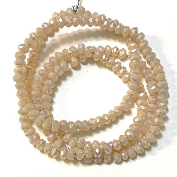 Tiny Rose Cream 2 Rondelles approx. 2.5mm x 1.5mm 190-200 per strand Faceted Abacus Rondella