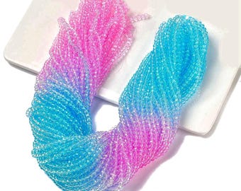 3x4mm (105) Varigated Pink/Purple/Blue Electroplate faceted rondelles faceted crystal beads   15” strand A22