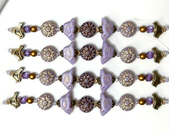 NEW! Imagination Inspiration Collections - Czech Glass Bead Strands. Lavender Birds Mix