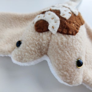 Sea Pancake Cinnamon Apple Cute Stingray Manta Ray plushie with soft Minky Fleece belly image 4