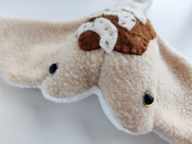 Sea Pancake Cinnamon Apple Cute Stingray Manta Ray plushie with soft Minky Fleece belly image 4