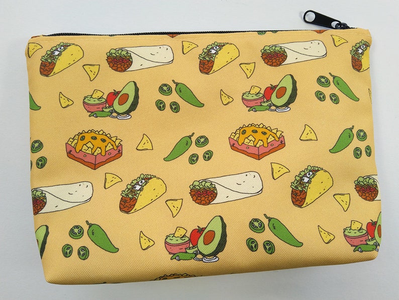 Taco Zipper Pouch Water Resistant Makeup Bag, Project Bag, Cosmetics Bag, Makeup Organiser, Makeup Pouch, Makeup Case, Travel Gift image 5