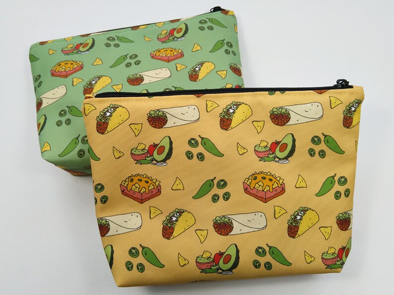 Taco Zipper Pouch Water Resistant Makeup Bag, Project Bag, Cosmetics Bag, Makeup Organiser, Makeup Pouch, Makeup Case, Travel Gift image 7