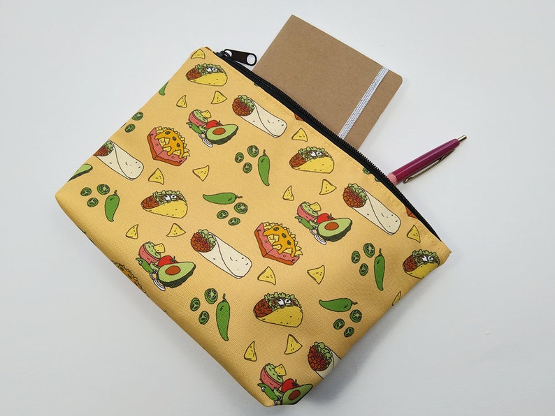 Taco Zipper Pouch Water Resistant Makeup Bag, Project Bag, Cosmetics Bag, Makeup Organiser, Makeup Pouch, Makeup Case, Travel Gift image 2