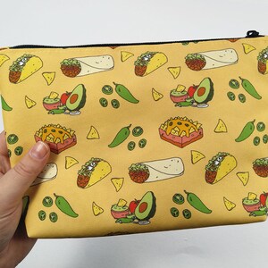 Taco Zipper Pouch Water Resistant Makeup Bag, Project Bag, Cosmetics Bag, Makeup Organiser, Makeup Pouch, Makeup Case, Travel Gift image 1