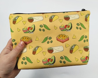 Taco Zipper Pouch - Water Resistant Makeup Bag, Project Bag, Cosmetics Bag, Makeup Organiser, Makeup Pouch, Makeup Case, Travel Gift