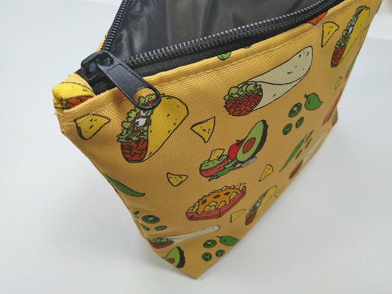 Taco Zipper Pouch Water Resistant Makeup Bag, Project Bag, Cosmetics Bag, Makeup Organiser, Makeup Pouch, Makeup Case, Travel Gift image 6