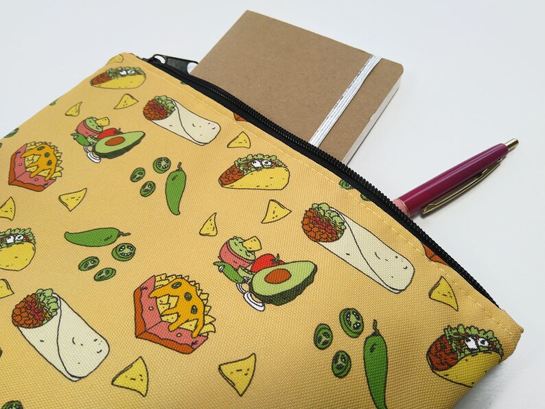 Taco Zipper Pouch Water Resistant Makeup Bag, Project Bag, Cosmetics Bag, Makeup Organiser, Makeup Pouch, Makeup Case, Travel Gift image 4