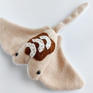 Sea Pancake Cinnamon Apple Cute Stingray Manta Ray plushie with soft Minky Fleece belly image 3