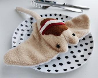 Sea Pancake Bacon - Cute Stingray Manta Ray plushie with soft Minky Fleece belly