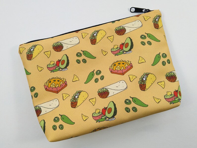 Taco Zipper Pouch Water Resistant Makeup Bag, Project Bag, Cosmetics Bag, Makeup Organiser, Makeup Pouch, Makeup Case, Travel Gift image 3