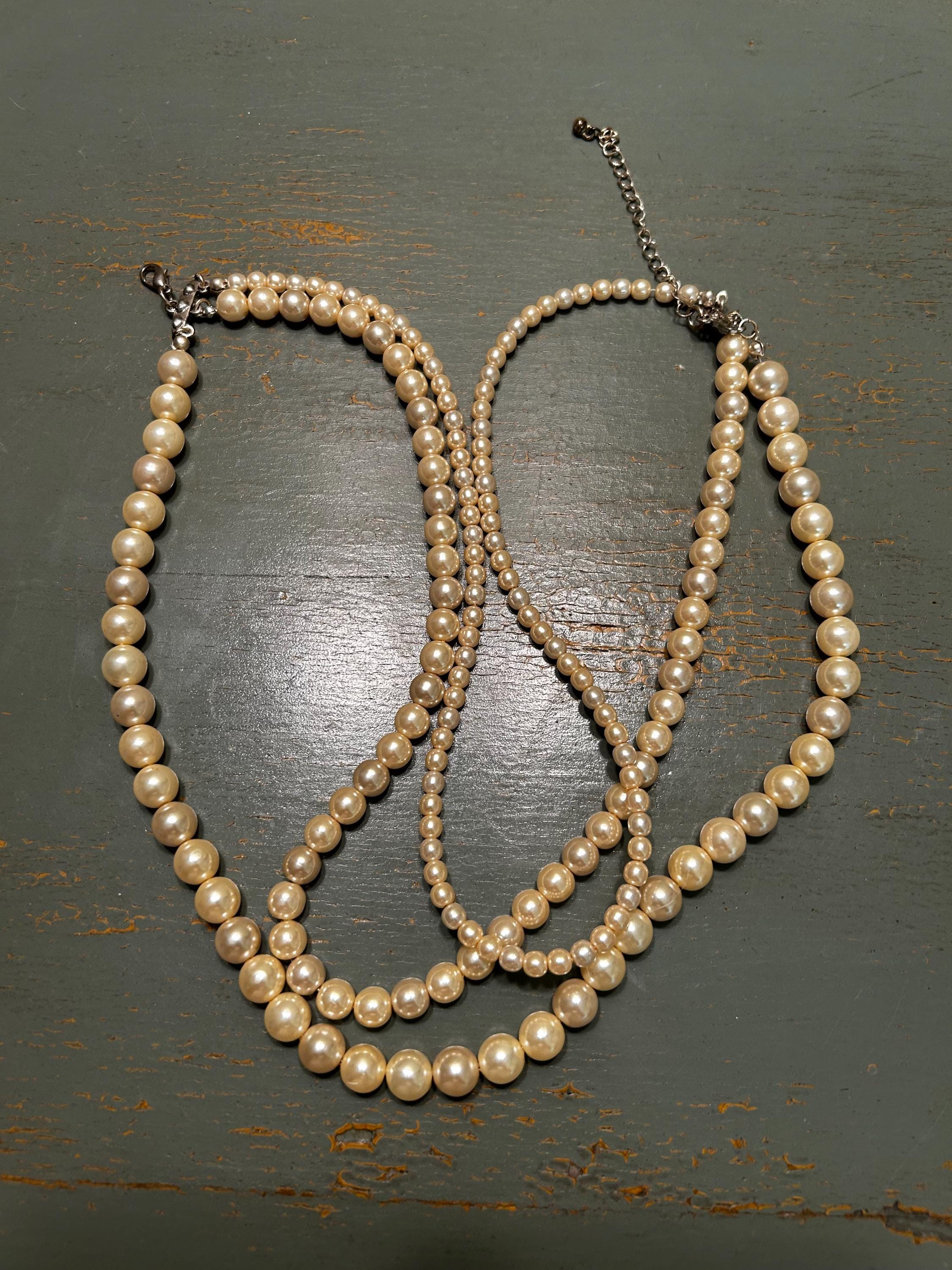 Vintage Multi Strand Pearl Necklace - Etsy