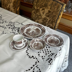 Retired Vintage J & G Meakin Americana Brown 5 Piece Place Set ~ Made in England ~ Ironstone