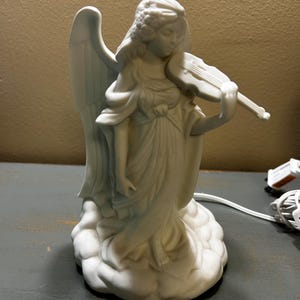 Nice Vintage Porcelain Angel Night Light / Lamp ~ Angel With Violin ~ Beautiful