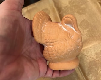 Klein vintage handgemaakt aardewerk Thanksgiving-figuur kalkoen ~ Geweldige kleur en grootte