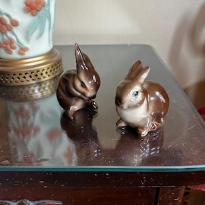 Charming Pair of Vintage Goebel Brown Rabbit / Bunny Figure ~ Great For Easter Decor