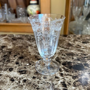 Lovely Retired Fostoria Corsage Footed Juice Glass ~ Elegant Etch Floral Pattern