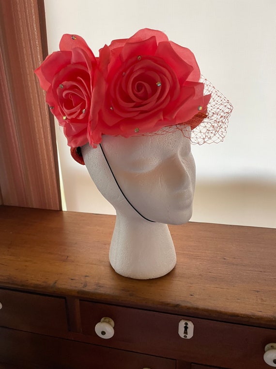 High Style Orange Skull Cap With Roses / Great Vi… - image 1