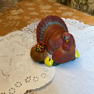 Wonderful Vintage Hand Painted Ceramic Art Thanksgiving Turkey Planter / Centerpiece ~ USA 1960s