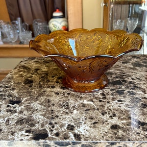 Beautiful Vintage Amber Sandwich Glass Bowl ~ Collection by TIARA ~ Great Color & Design