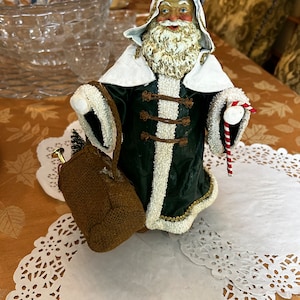 Nicely Painted Vintage Santa Claus Figure With a Toy Sack ~ Classic Christmas Decoration ~ Great Old Fashion Look!