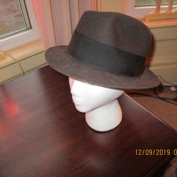 Stylish Stetson Men's Dark Brown Fedora Hat ~ Wool Felt ~ Size  L ~ Made in England