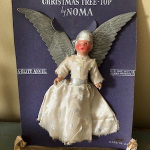 Rare Vintage 1920s Composition Angel Feather Tree Topper ~ Foil Wings ~ Ideal For A Vintage Decor ~ Really Sweet Provenance