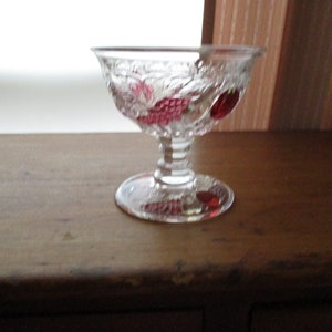 Beautiful Westmoreland Della Robbia Sherbet Cup ~ Clear Glass With Ruby Lustre Stain Highlights